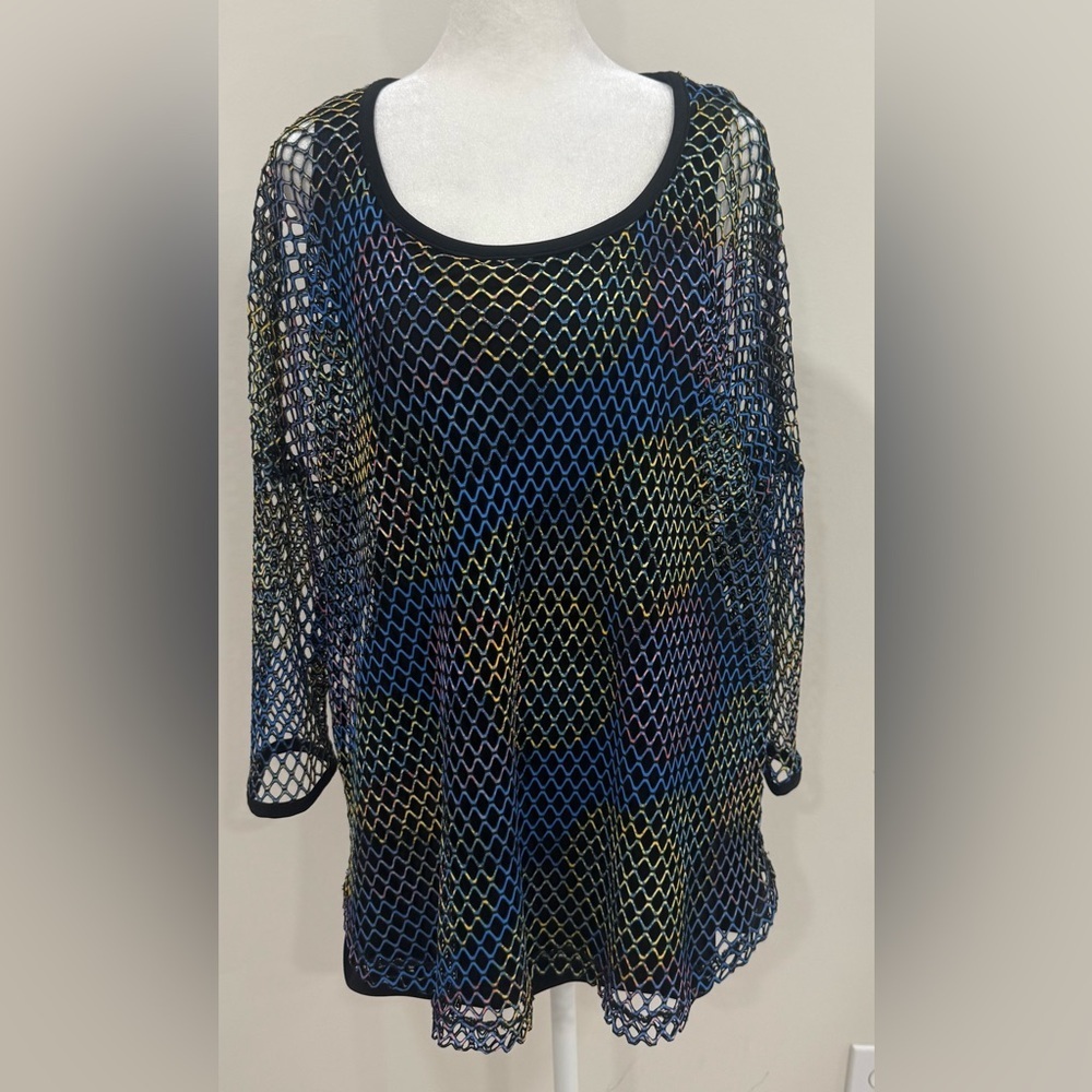 JOSEPH RIBKOFF MESH TUNIC MULTI Size 8 - Picture 2 of 7